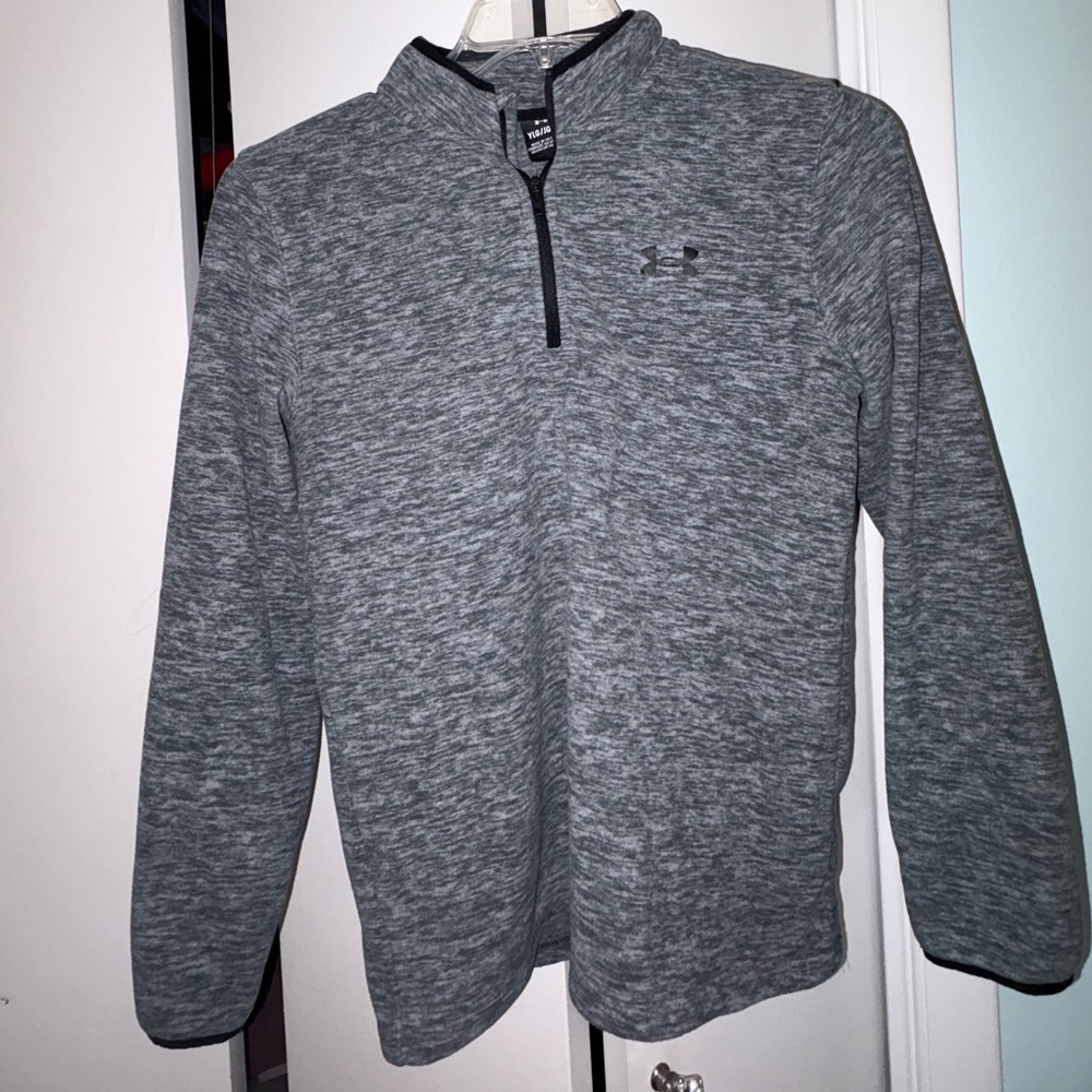 Under Armour Youth Heathered Gray Zip-Up Sweater